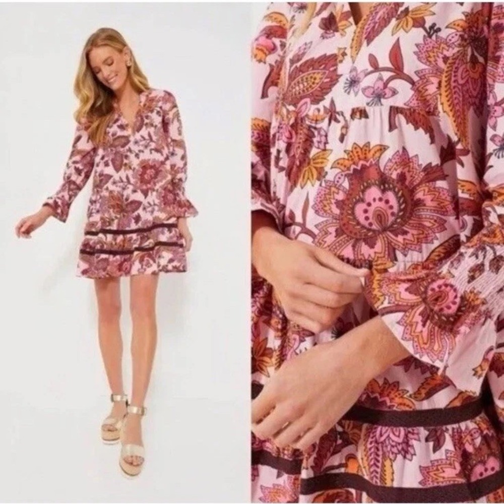 Tuckernuck Pink Paisley Sunset Chintz Kenzo Babydoll Dress NWT Woman's Size XXL